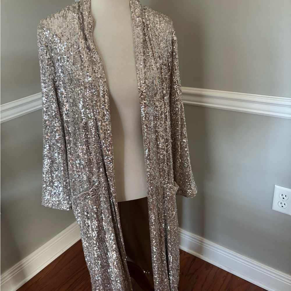 BB Dakota Sparkling Silver Sequin Jacket